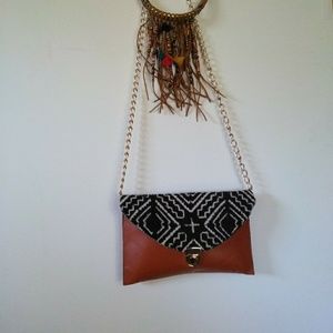 2 PC. Set Mudcloth Crossbody Purse w/Necklace
